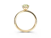 Hidden Halo Engagement Ring Setting for Fancy Yellow Pear-Shaped Center with Pave Band and Prong Head in Yellow Gold
