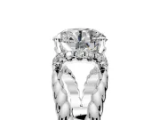 Halo Engagement Ring Setting for Round Cut Center with Rope Twist Split Shank and Prong Head in Platinum