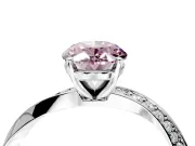 Side Accent Engagement Ring Setting for Fancy Pink Oval Center with Accent Shoulders and Prong Head in Platinum