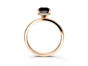 Hidden Halo Engagement Ring Setting for Fancy Black Cushion Cut Center with Plain Band and Tall Prong Head in Rose Gold
