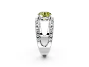 Solitaire Engagement Ring Setting for Fancy Yellow Round Cut Center with Wide-Open Split Shank and Prong Head in White Gold