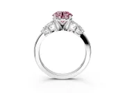 Leaf Cluster Engagement Ring Setting for Fancy Pink Round Cut Center with Marquise Accents and Prong Head in Platinum