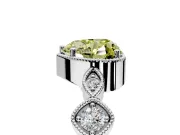 Vintage Station Engagement Ring Setting for Fancy Yellow Heart-Shaped Center with Accents and Prong Head in Sterling Silver