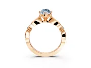 Solitaire Engagement Ring Setting for Fancy Blue Marquise Center with Carved Leaf Shoulders and Prong Head in Rose Gold