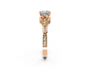 Solitaire Engagement Ring Setting for Cushion Cut Center with Marquise and Bezel Accents and Prong Head in Rose Gold