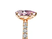 Solitaire Engagement Ring Setting for Fancy Pink Pear-Shaped Center with Pave Accents and Prong Head in Rose Gold