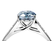 Solitaire Engagement Ring Setting for Fancy Blue Oval Center with Cathedral Channel Band and Prong Head in Platinum