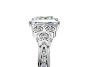 Cluster Engagement Ring Setting for Princess Cut Center with Bezel Accent Clusters and Prong Head in Sterling Silver