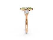 3 Stone Engagement Ring Setting for Fancy Yellow Marquise Center with Large Pear-Shaped Accents and Prong Head in Rose Gold