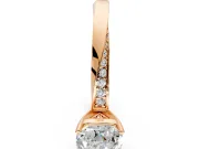 Side Accent Engagement Ring Setting for Cushion Cut Center with Accent Shoulders and Prong Head in Rose Gold