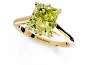 Solitaire Engagement Ring Setting for Fancy Yellow Radiant Cut Center with Cathedral Band and Prong Head in Yellow Gold