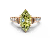 Solitaire Engagement Ring Setting for Fancy Yellow Marquise Center with Pave Cathedral Shoulders and Prong Head in Rose Gold