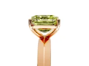 Solitaire Engagement Ring Setting for Fancy Yellow Asscher Cut Center with Wide Knife Ridge Band and Prong Head in Rose Gold