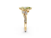 Solitaire Engagement Ring Setting for Fancy Yellow Marquise Center with Marquise Accent Twist Band and Prong Head in Yellow Gold