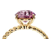Solitaire Engagement Ring Setting for Fancy Pink Round Cut Center with Plain Twisted Rope Band and Prong Head in Yellow Gold