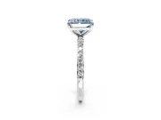 Solitaire Engagement Ring Setting for Fancy Blue Radiant Cut Center with Pave Accents and Prong Head in Sterling Silver