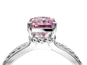 Solitaire Engagement Ring Setting for Fancy Pink Radiant Cut Center with Raised Channel Band and Prong Head in Sterling Silver