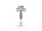 Solitaire Engagement Ring Setting for Round Cut Center with Twisted Band and Scroll Prong Head in Platinum
