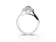 Milgrain Floral Halo Engagement Ring Setting for Fancy Pink Marquise Center with Pave Band and Prong Head in Platinum