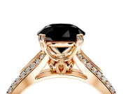 Solitaire Engagement Ring Setting for Fancy Black Round Cut Center with Pave Rail Split Shank and Prong Head in Rose Gold