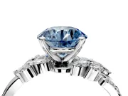 Solitaire Engagement Ring Setting for Fancy Blue Round Cut Center with Marquise Accent Twist Band and Prong Head in Sterling Silver