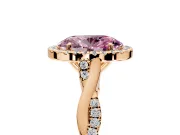 Halo Engagement Ring Setting for Fancy Pink Oval Center with Twist Band and Prong Head in Rose Gold