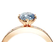 Solitaire Engagement Ring Setting for Fancy Blue Marquise Center with Channel Baguette Band and Prong Head in Rose Gold