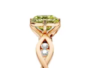 Solitaire Engagement Ring Setting for Fancy Yellow Asscher Cut Center with Accented Twist Band and Leaf Prong Head in Rose Gold