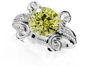 Solitaire Engagement Ring Setting for Fancy Yellow Round Cut Center with Twisted Band and Scroll Prong Head in White Gold