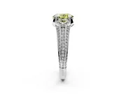 Solitaire Engagement Ring Setting for Fancy Yellow Oval Center with Accented Split Shank and Prong Head in Platinum