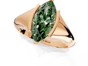 Tension Engagement Ring Setting for Fancy Green Marquise Center with Wide Tapered Band and Tension Head in Rose Gold