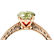 Solitaire Engagement Ring Setting for Fancy Yellow Oval Center with Engraved Milgrain Band and Prong Head in Rose Gold