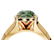 Halo Engagement Ring Setting for Fancy Green Cushion Cut Center with Knife Ridge Cathedral Band and Prong Head in Yellow Gold