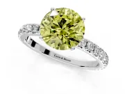 Solitaire Engagement Ring Setting for Fancy Yellow Round Cut Center with Large Accent Band and Prong Head in Platinum