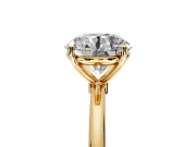 Solitaire Engagement Ring Setting for Round Cut Center with Straight Thin Band and Prong Head in Yellow Gold