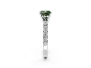 Solitaire Engagement Ring Setting for Fancy Green Cushion Cut Center with Large Accents and Prong Head in White Gold