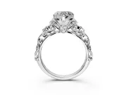 Solitaire Engagement Ring Setting for Heart-Shaped Center with Filigree Band and Prong Head in Platinum