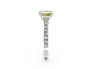 Solitaire Engagement Ring Setting for Fancy Yellow Princess Cut Center with Single Row Accent Band and Prong Head in Platinum