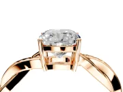 Solitaire Engagement Ring Setting for Cushion Cut Center with Twisted Pave Band and Prong Head in Rose Gold