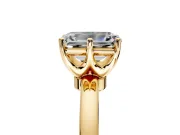 Solitaire Engagement Ring Setting for Emerald Cut Center with Plain Band and Tulip Prong Head in Yellow Gold