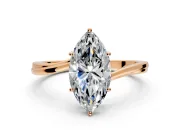 Solitaire Engagement Ring Setting for Marquise Center with Plain Bypass Twist Band and Prong Head in Rose Gold