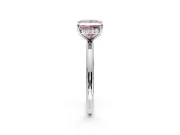 Hidden Halo Engagement Ring Setting for Fancy Pink Princess Cut Center with Thin Rounded Band and Prong Head in Platinum