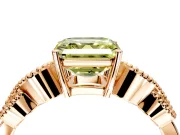 Leaf Engagement Ring Setting for Fancy Yellow Asscher Cut Center with Milgrain Accent Band and Prong Head in Rose Gold