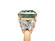 Solitaire Engagement Ring Setting for Fancy Green Princess Cut Center with Marquise Flower Shoulders and Prong Head in Rose Gold