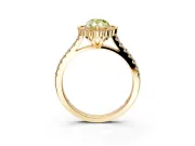 Milgrain Floral Halo Engagement Ring Setting for Fancy Yellow Pear-Shaped Center with Pave Band and Prong Head in Yellow Gold