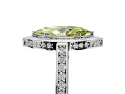 Halo Engagement Ring Setting for Fancy Yellow Marquise Center with Framed Halo, Pave Band and Prong Head in Platinum