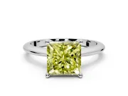 Solitaire Engagement Ring Setting for Fancy Yellow Princess Cut Center with Knife Ridge Band and Claw Prong Head in White Gold