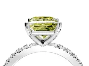 Solitaire Engagement Ring Setting for Fancy Yellow Princess Cut Center with Fine Pave Band and Claw Prong Head in White Gold
