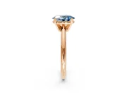 Solitaire Engagement Ring Setting for Fancy Blue Oval Center with Knife Ridge Band and Claw Prong Head in Rose Gold