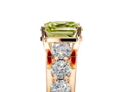 Solitaire Engagement Ring Setting for Fancy Yellow Asscher Cut Center with Graduated Shared Prongs and Prong Head in Rose Gold